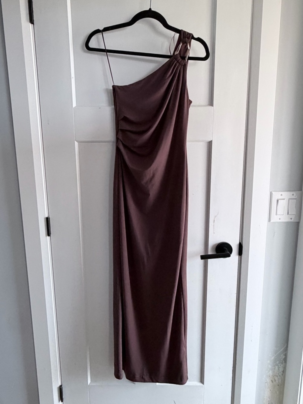 One-Shoulder chocolate brown Evening Dress